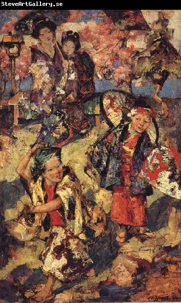 Edward Atkinson Hornel Kite Flying Japan